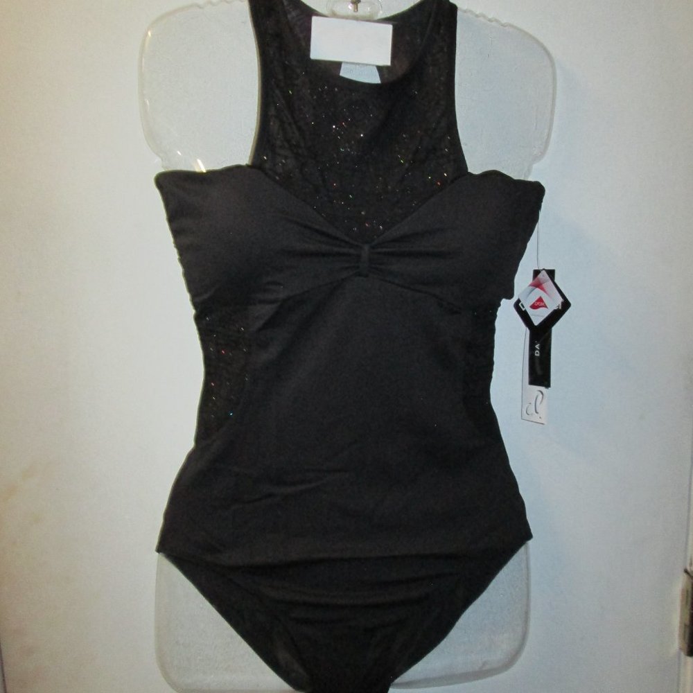 Leotard New Womens XL Dance Ballet Jazz Costume Black Bandeau Padded Bra Danshuz